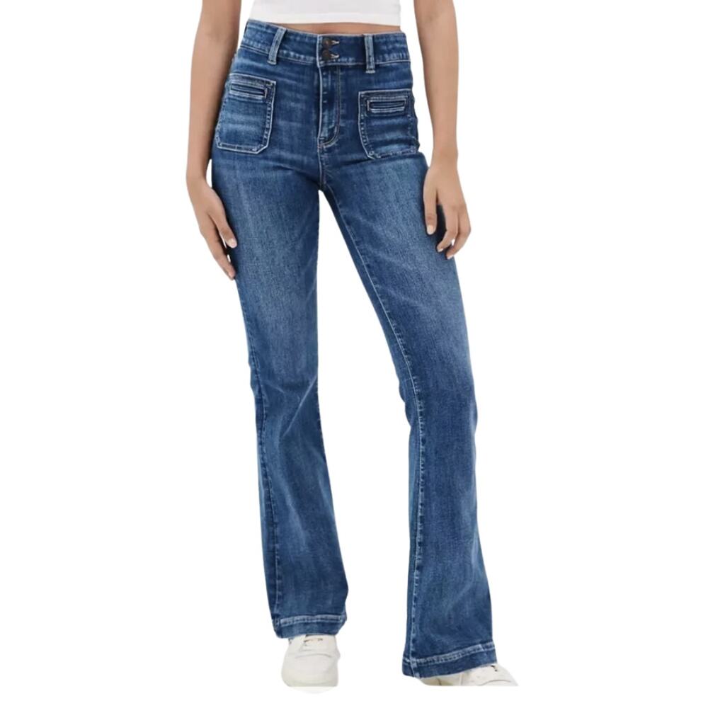 American Eagle Outfitters Super Hi-Rise Flare Next Level Stretch Jeans Sz 2 Long